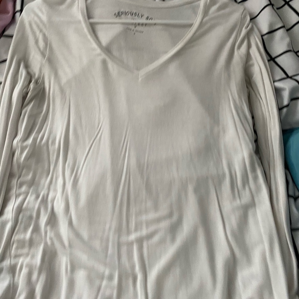 white long sleeve v neck